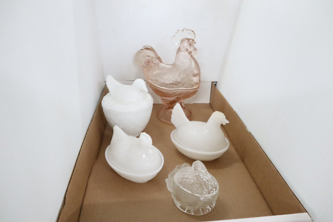 Hen On A Nest Glass Candy Dishes