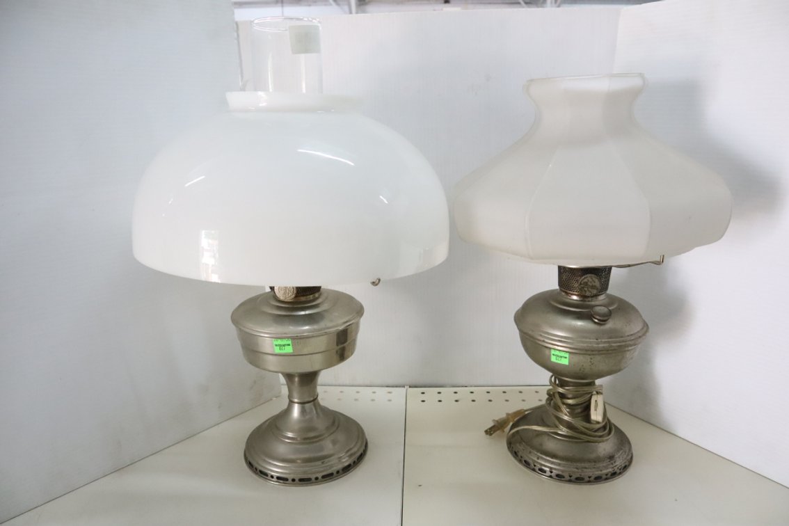 Pair of Aladdin Lamps, 1 Is Converted To Electric