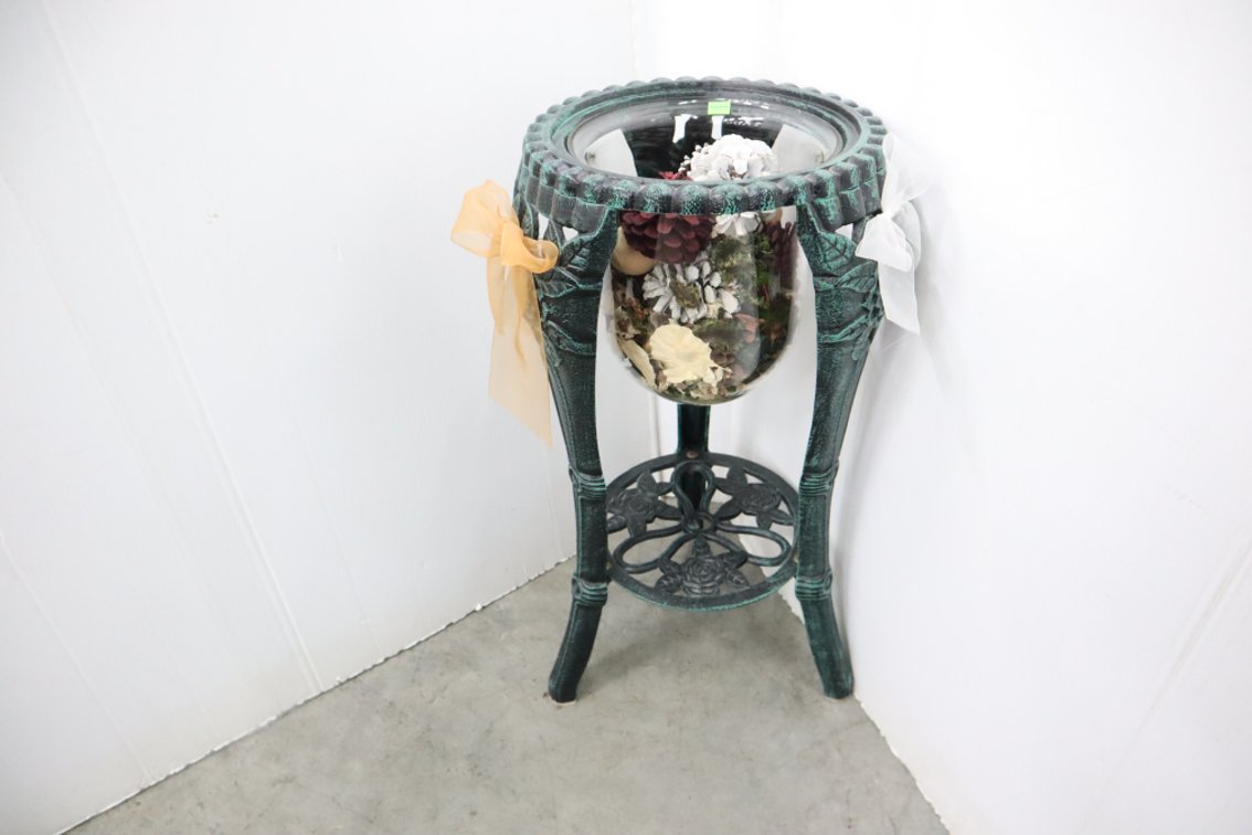 Cast Iron Plant Stand With Glass Planter