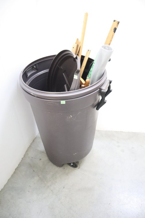 Trash Can With Yardsticks, Hand Signals, Some Screen