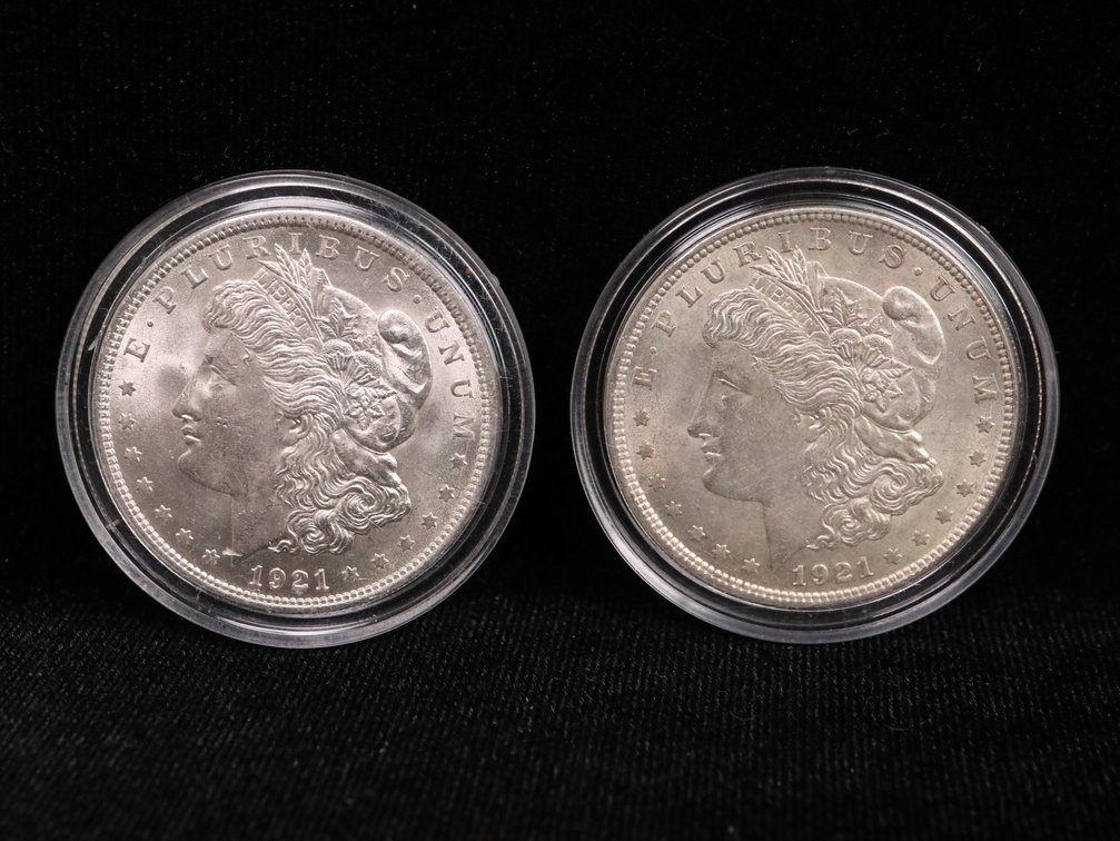 (2) Morgan Silver Dollars 1921