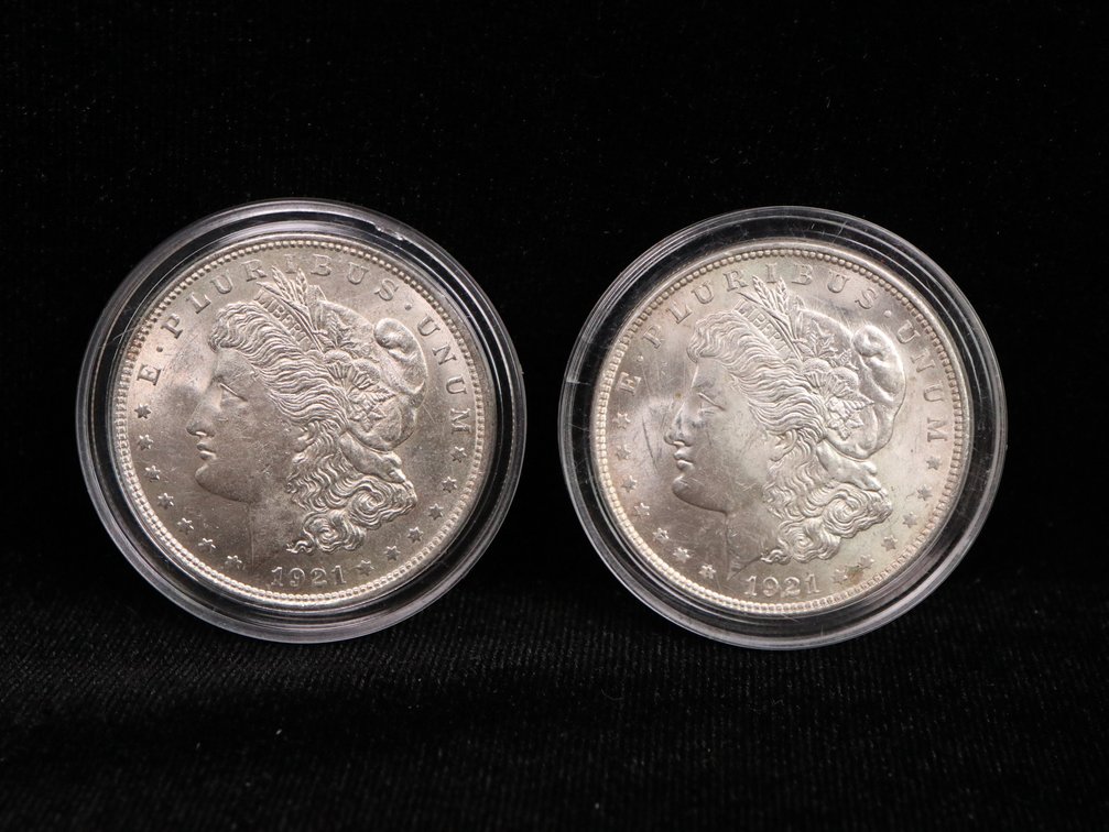 (2) Morgan Silver Dollars 1921