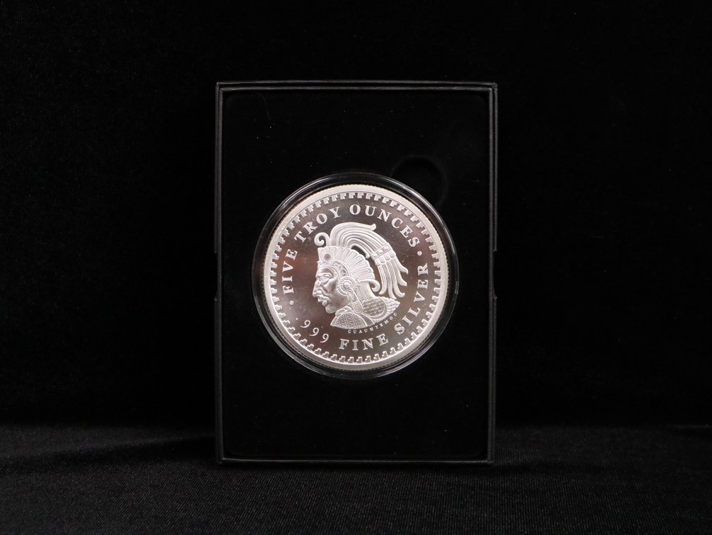 Aztec Calendar  5 Troy Ounce .999 Fine Silver Round