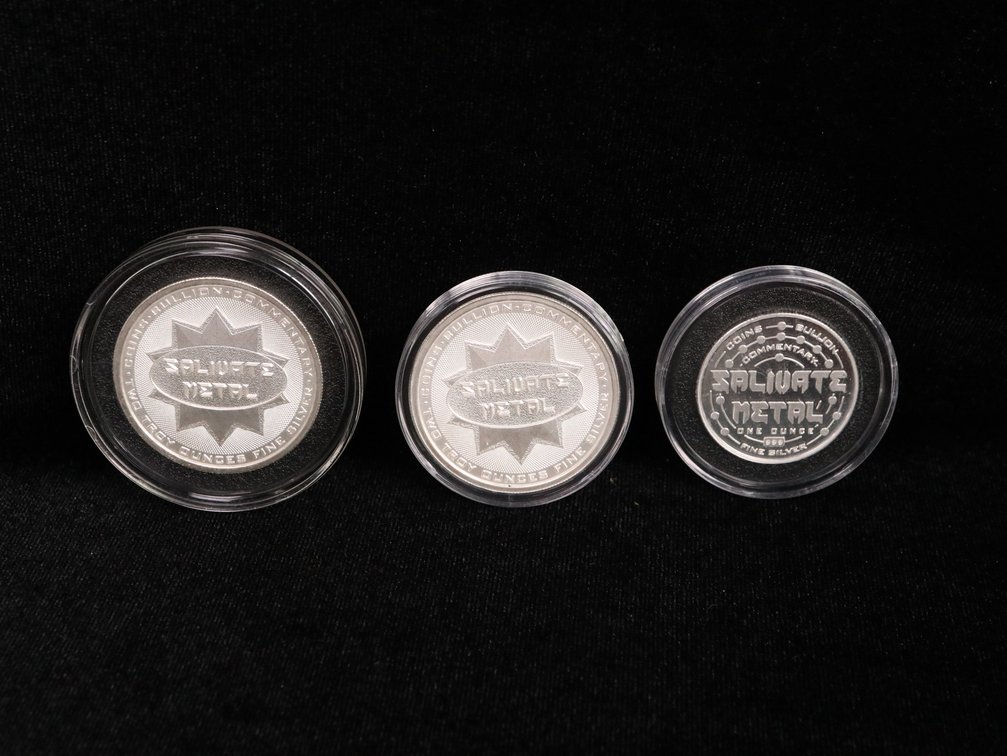 (2) 2 Troy Ounce .999 Fine Silver Rounds (1) 1 Ounce .999 Fine Silver Round