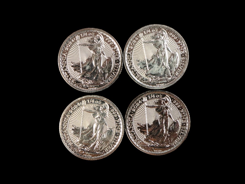 (4) 2024 1/4 oz .999 Fine Silver Britannia Coins 