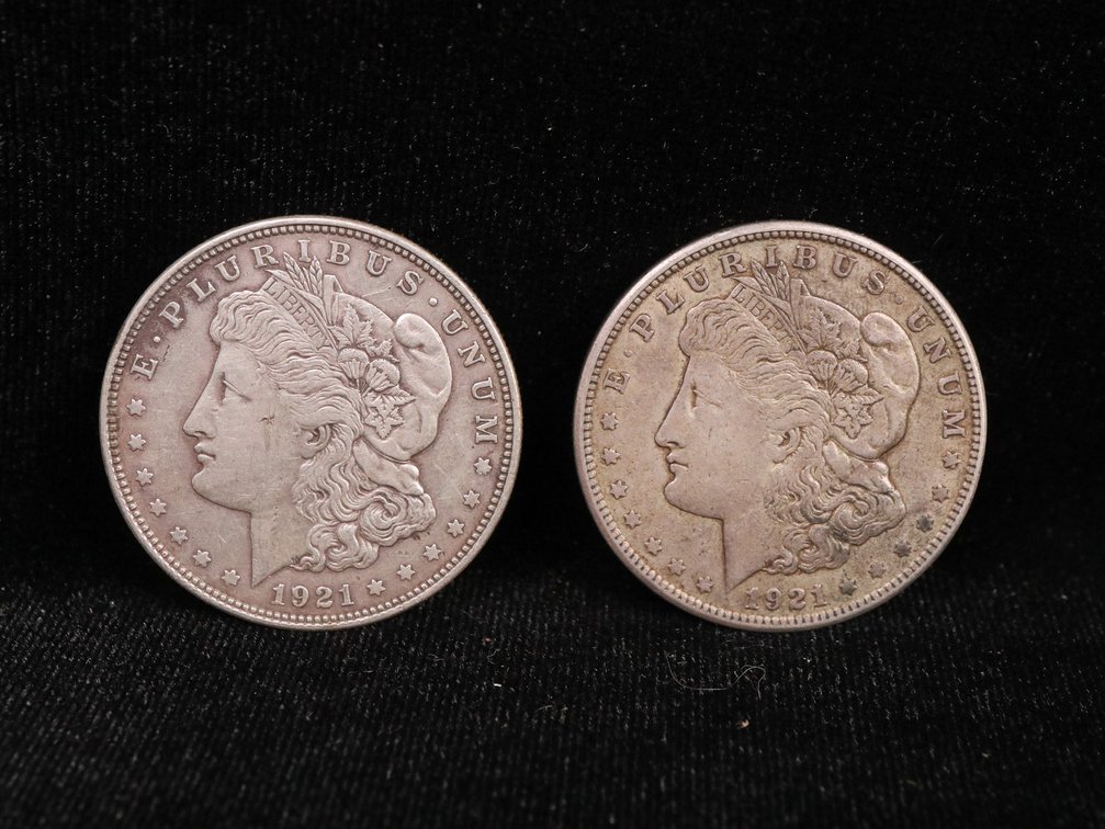 (2) Morgan Silver Dollars 1921, 1921-S