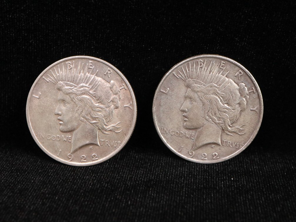 (2) Silver Peace Dollars 1922