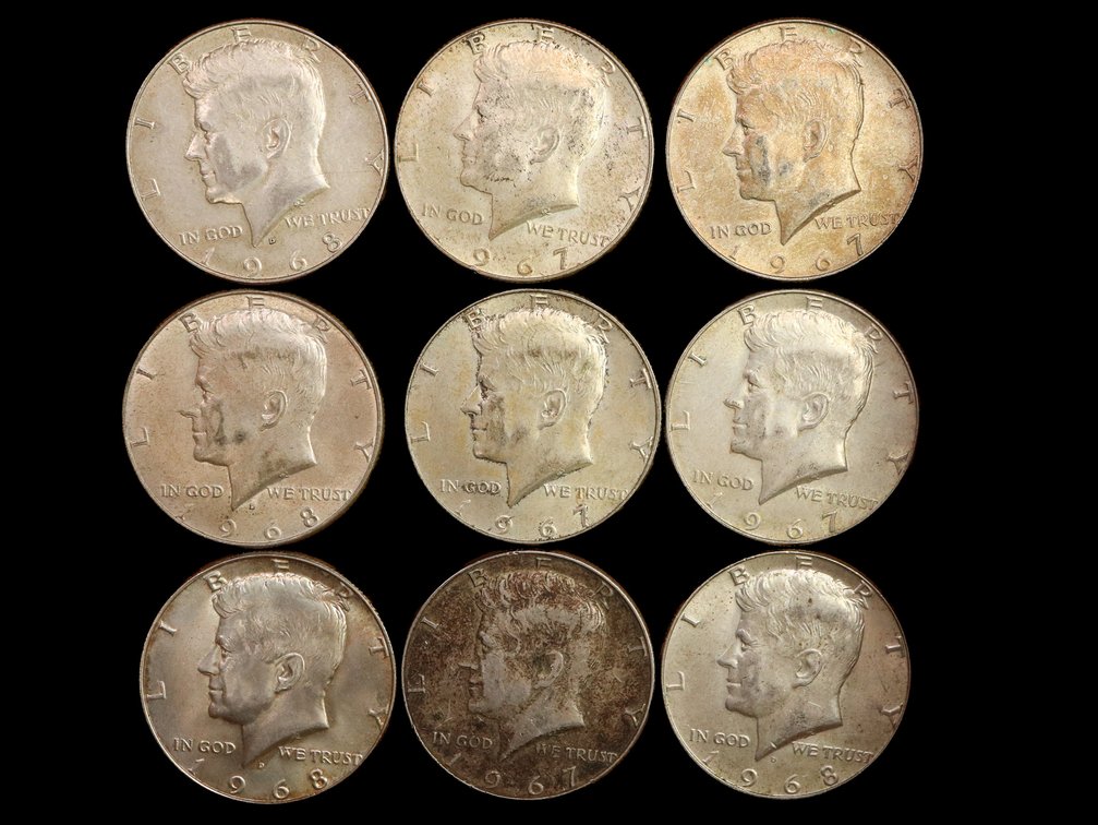 (9) Silver Kennedy Half Dollar 40% 