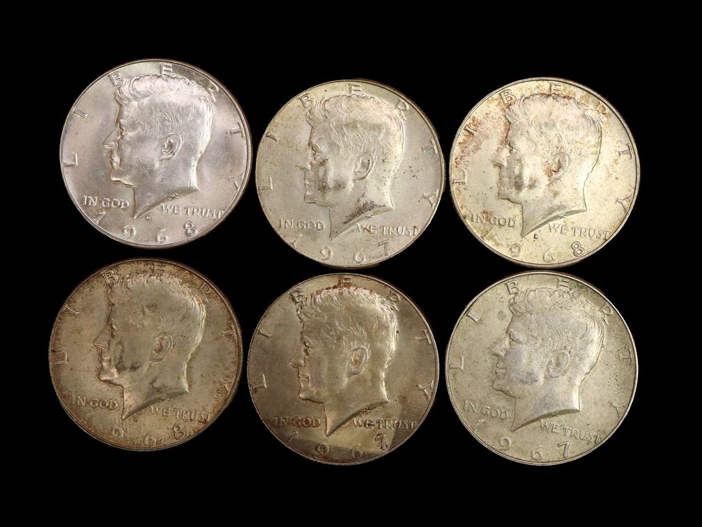 (6) Silver Kennedy Half Dollar 40% 