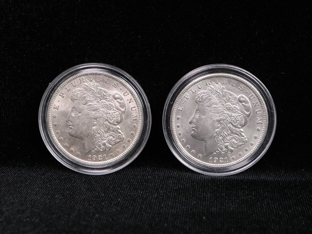 (2) Morgan Silver Dollars 1921