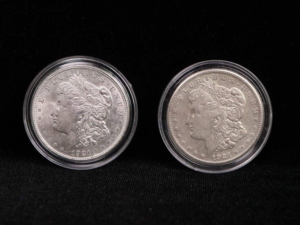 (2) Morgan Silver Dollars 1921-D, 1921-S