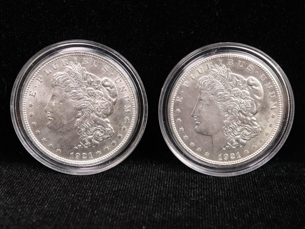 (2) Morgan Silver Dollars 1921, 1921-D