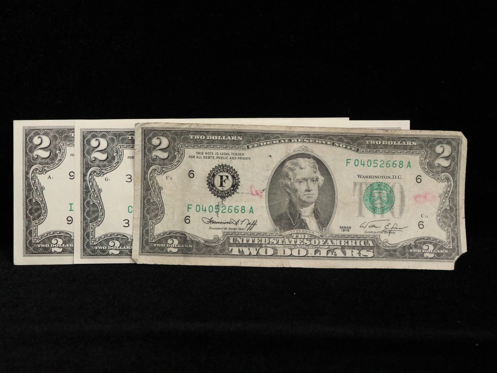 (3) $2 Two Dollar Bills 