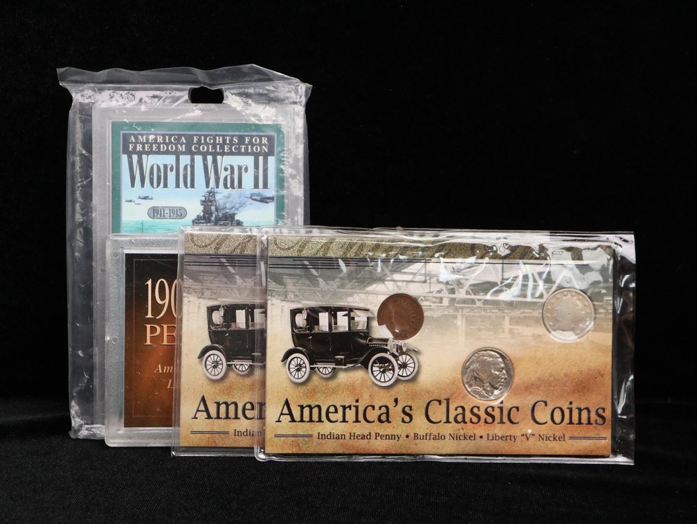  American Classic Coins Set, 1909 VDB Wheat Penny, America Fights for Freedom Coin WWII Collection