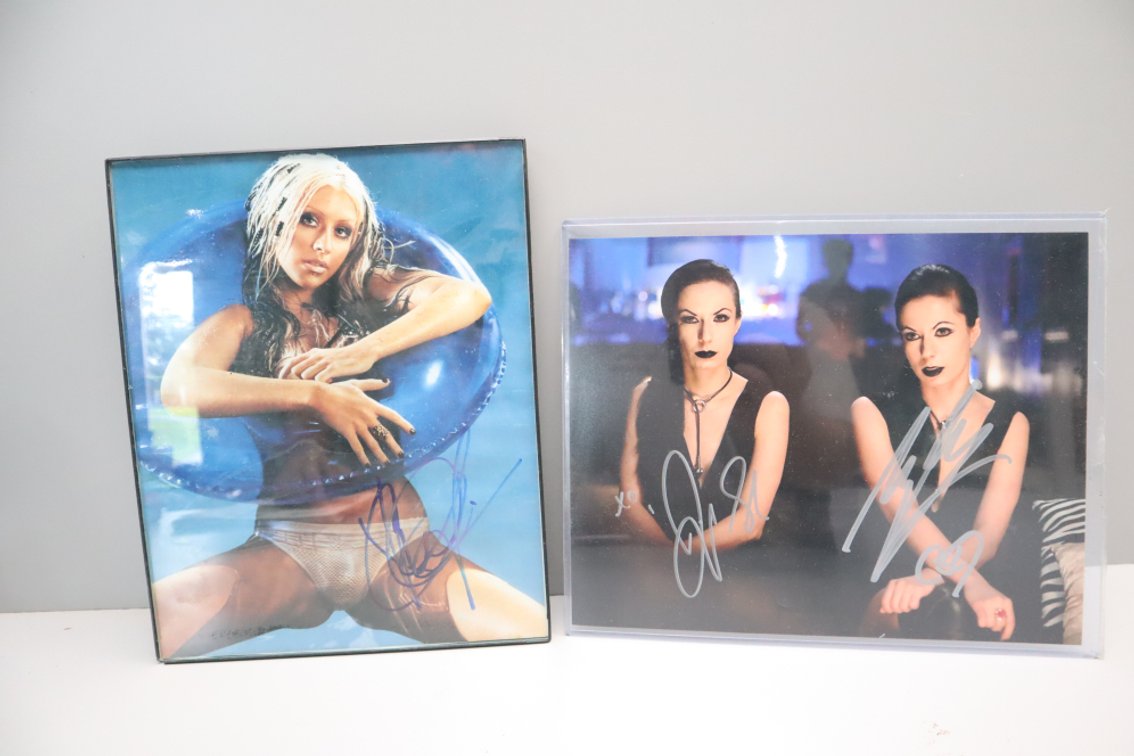Bam Box Autographed Picture and Christina Aguilera Autographed Picture