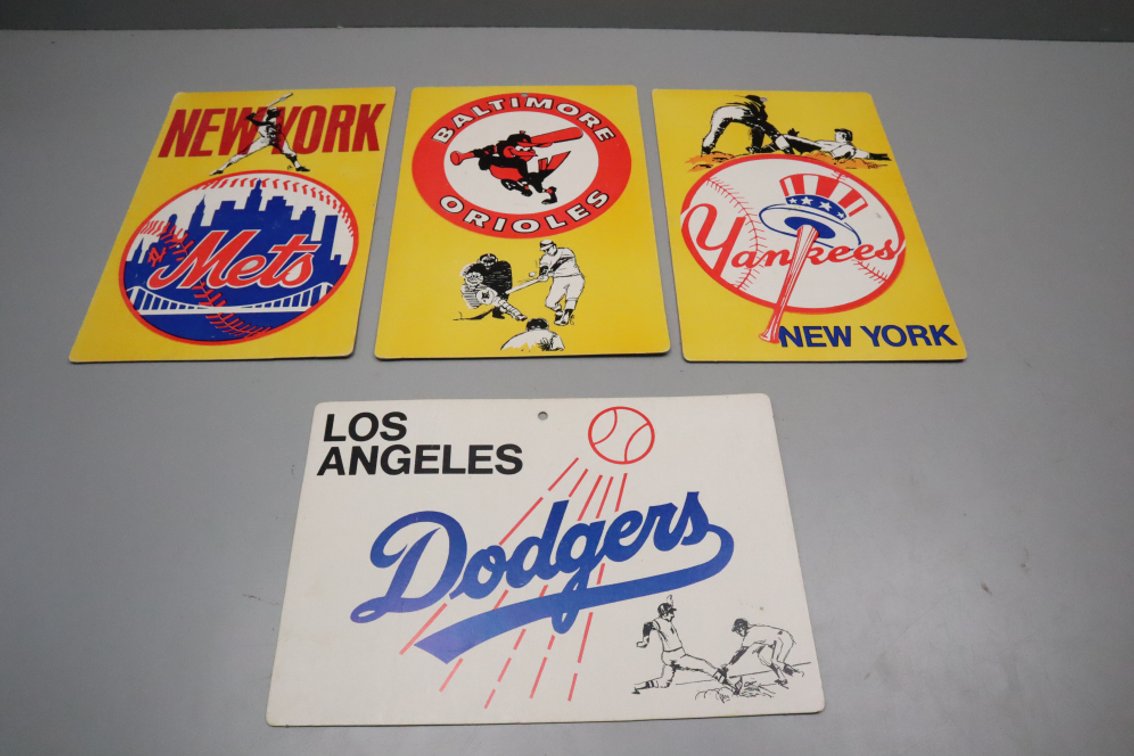 Vintage Baseball Teams Cardboard Signs