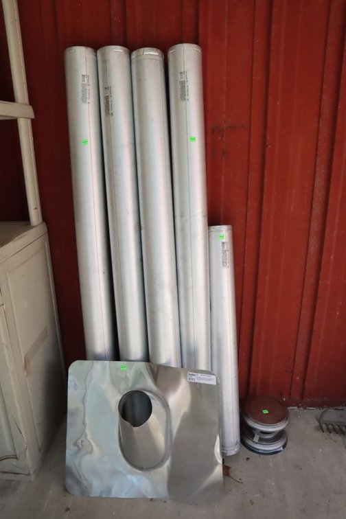 5 Pieces of Double Walled Stove Vent Pipe With Cap and Roof Flashing
