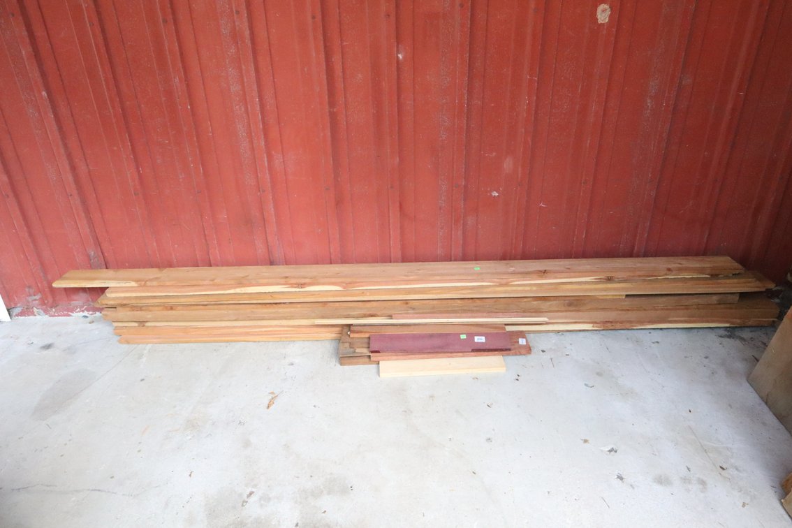 Group of 1" and 2" Thick Rough Cut Cedar Boards and Some Scrap Wood