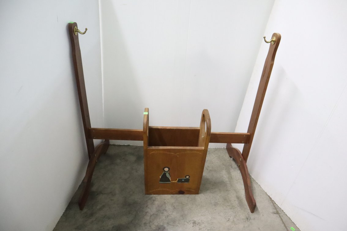 Cradle Stand and Wooden Trash Can