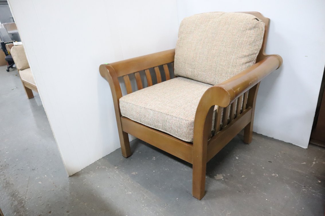 Wood Frame Cushioned Chair