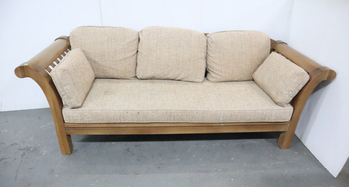 Wood Frame Cushioned Sofa