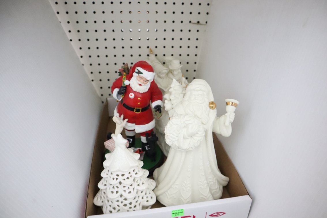 Ceramic Santa Figurines and Christmas Tree