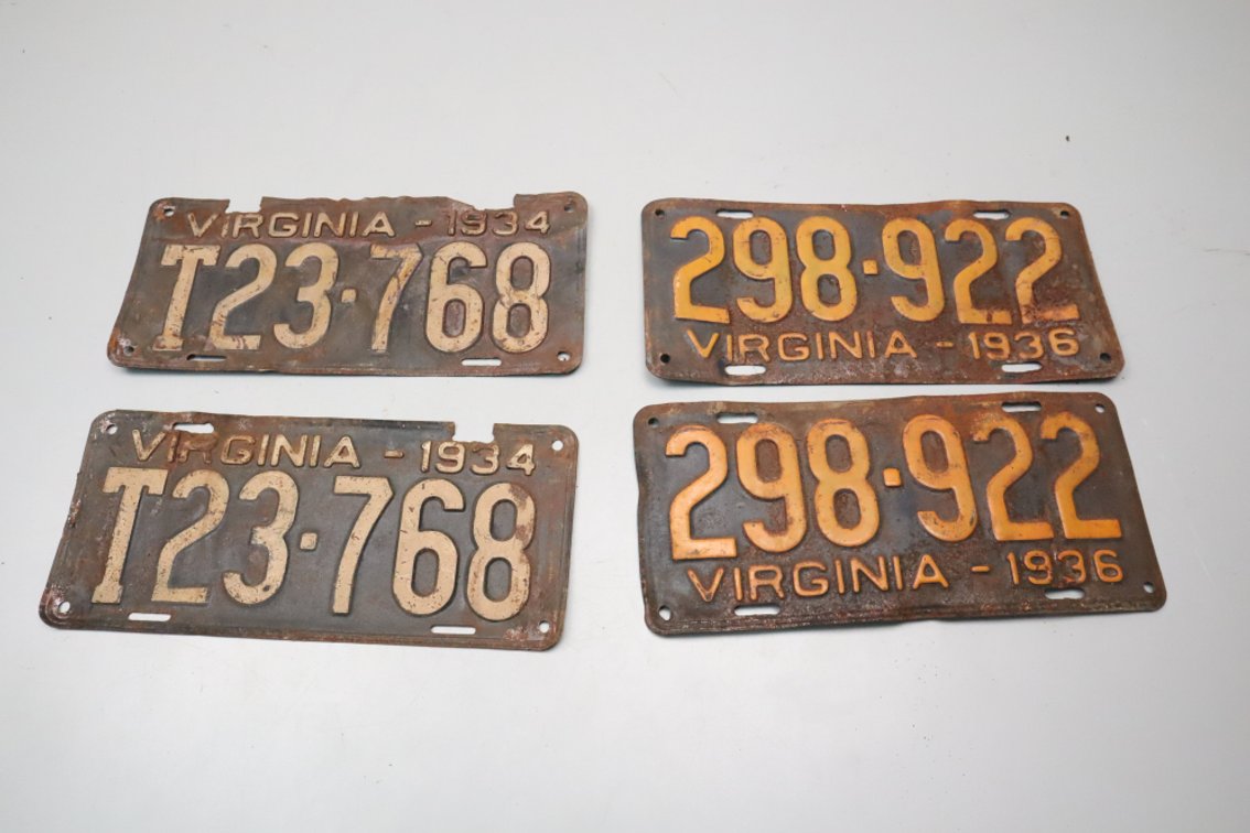 2 Sets of 1930s Virginia License Plates