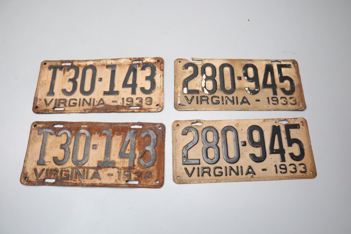 2 Sets of 1930s Virginia License Plates