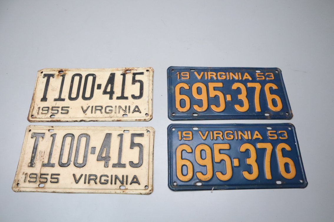 2 Sets of 1950s Virginia License Plates