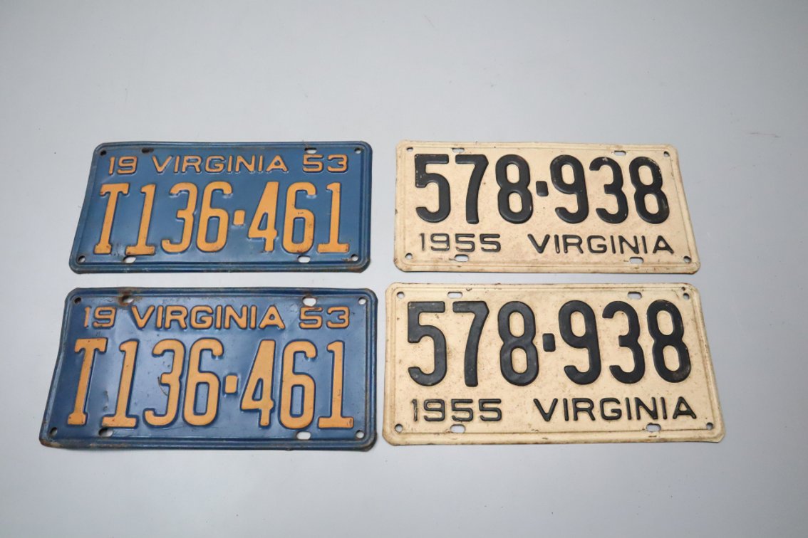 2 Sets of 1950s Virginia License Plates