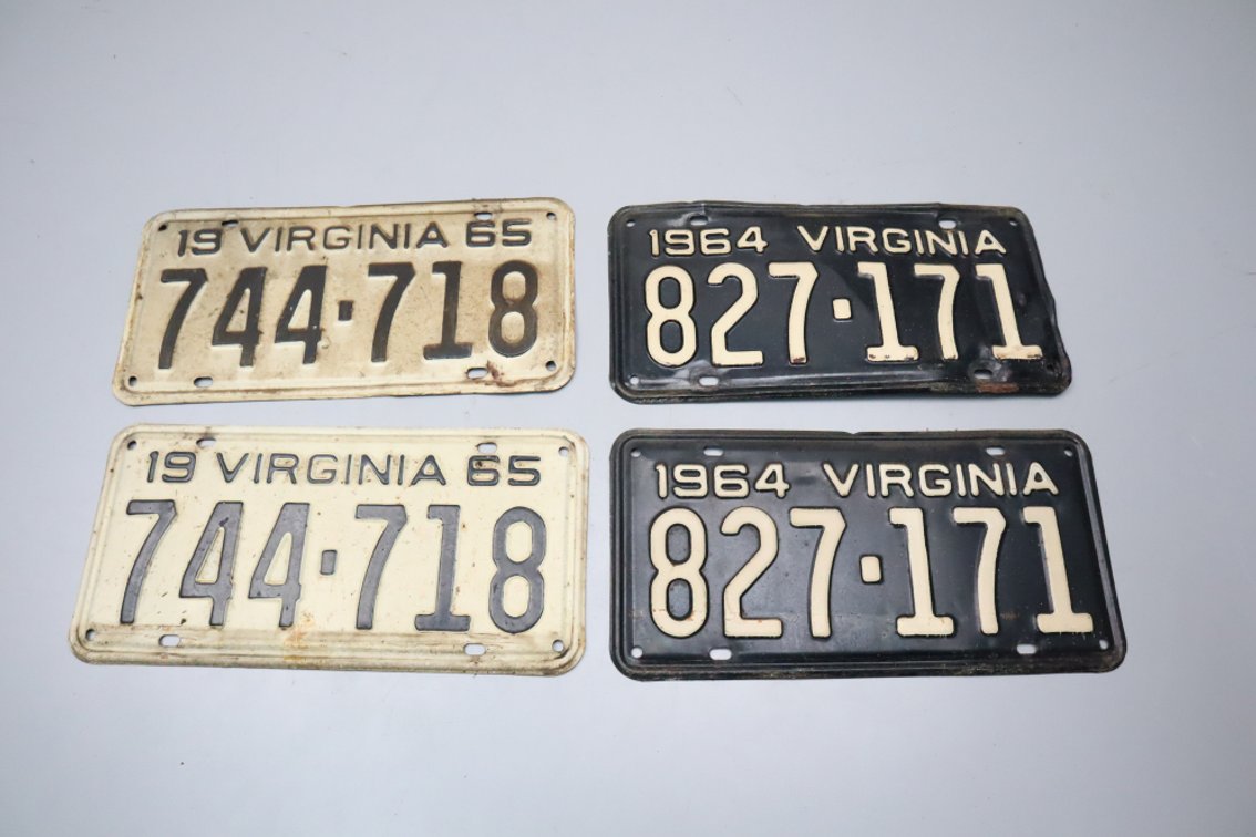 2 Sets of 1960s Virginia License Plates
