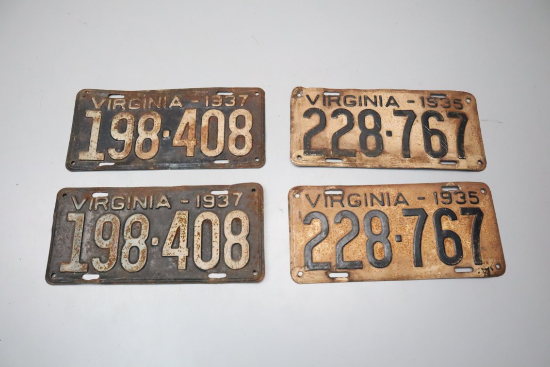 2 Sets of 1930s Virginia License Plates