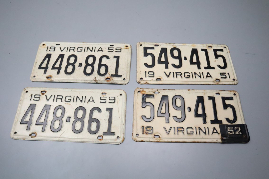 2 Sets of 1959 Virginia License Plates