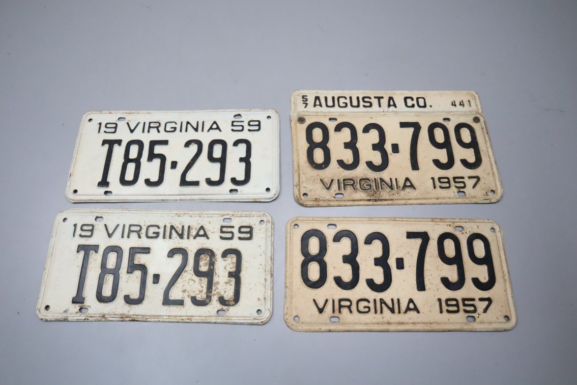 2 Sets of 1950s Virginia License Plates