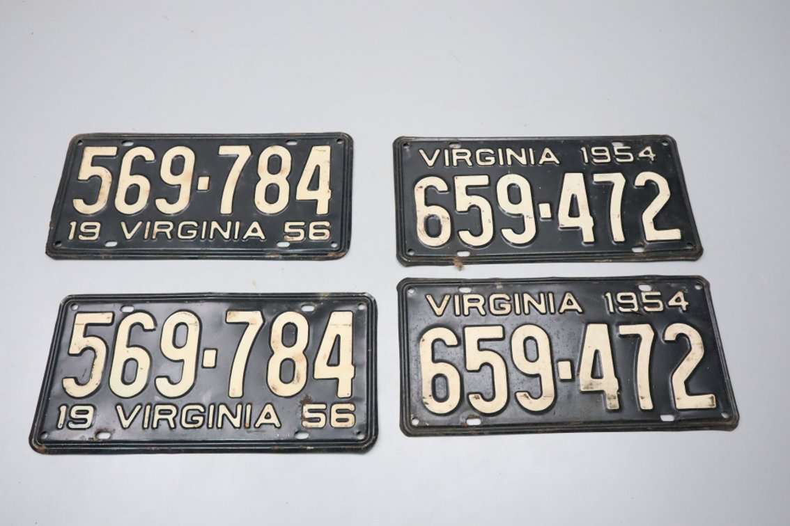 2 Sets of 1950s Virginia License Plates