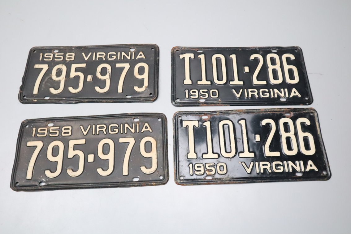 2 Sets of 1950s Virginia License Plates