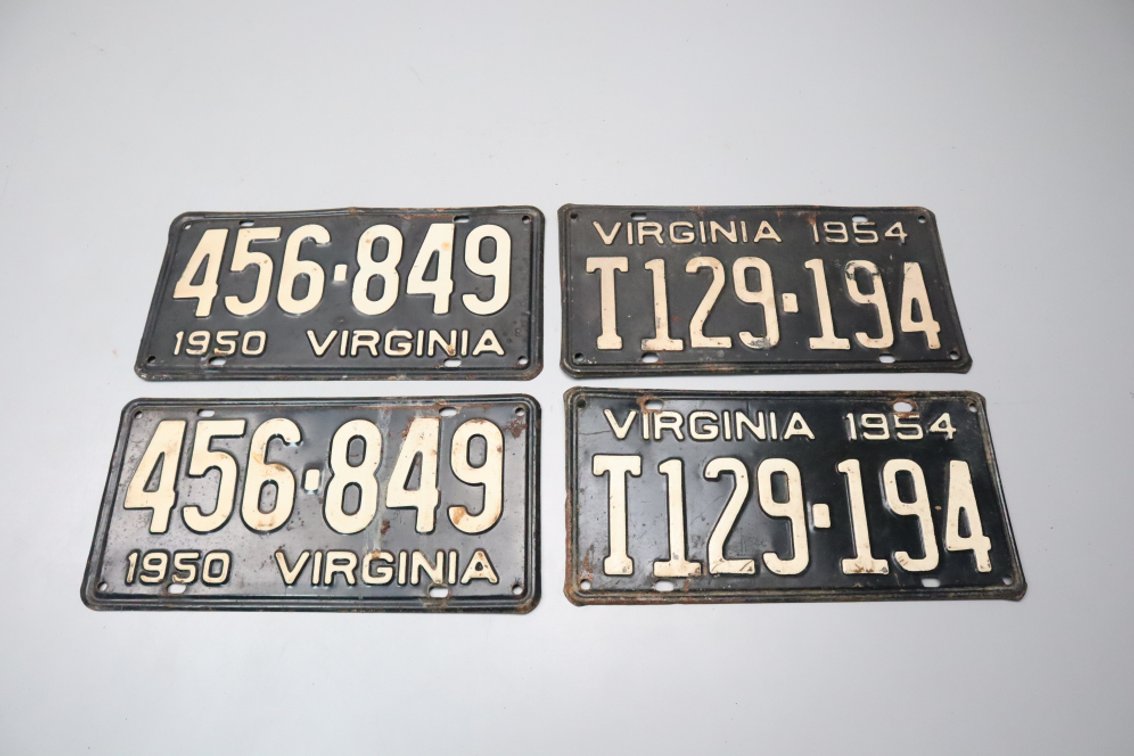 2 Sets of 1950s Virginia License Plates