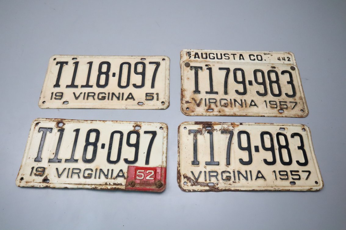 2 Sets of 1950s Virginia License Plates