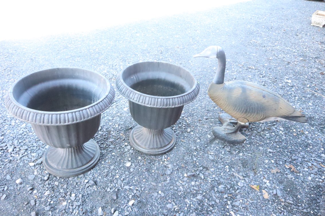 Plastic Planters and Goose