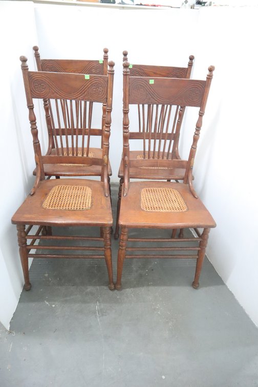 4 Antique Cane Bottom Chairs