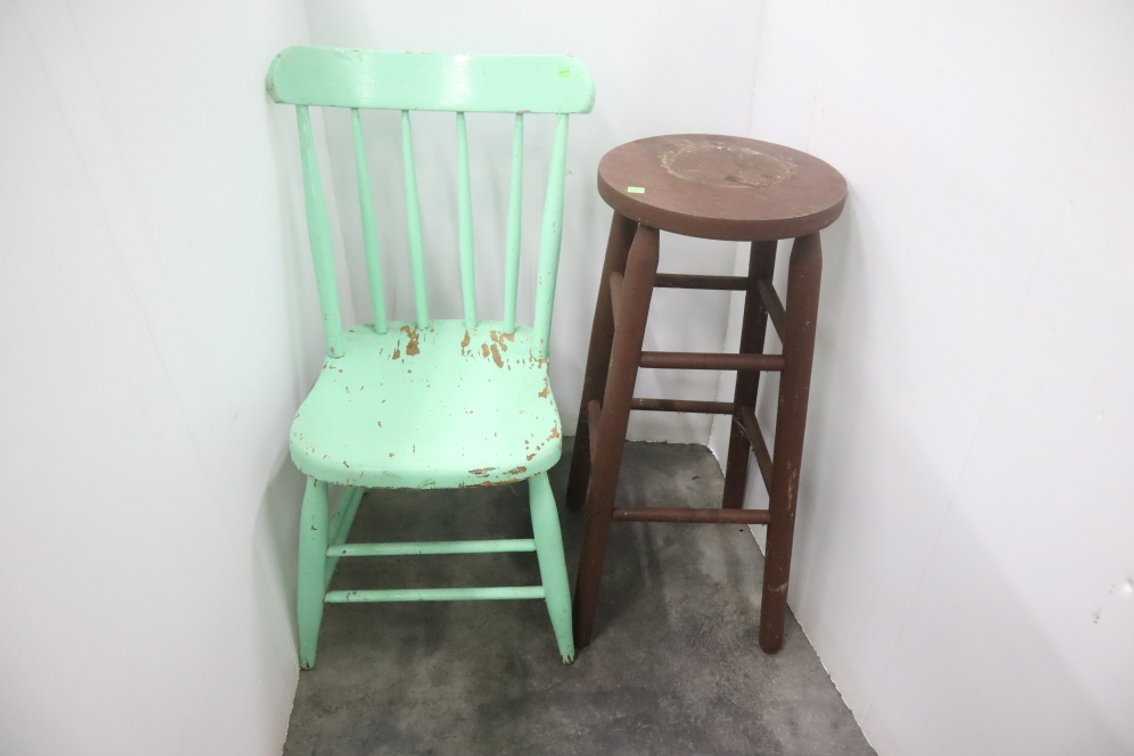 Antique Chair and Stool