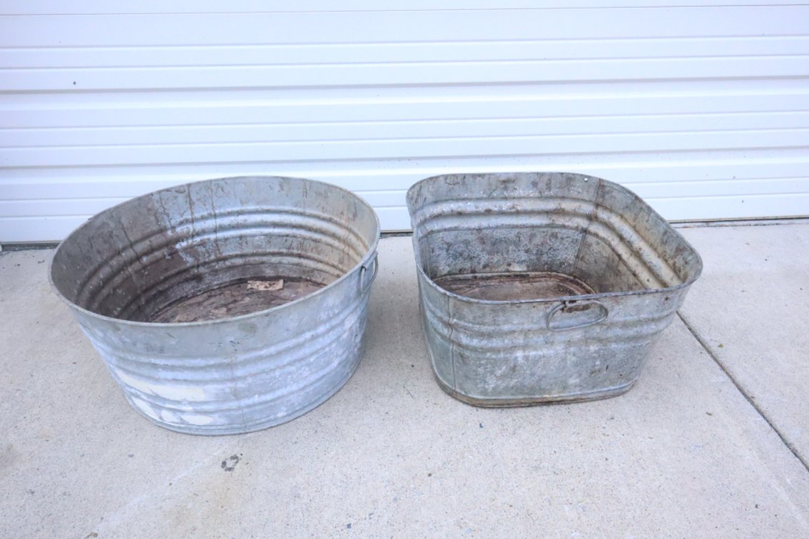 Pair of Galvanized Tubs