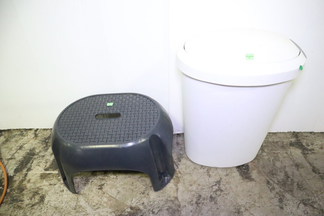 Stool and Wastebasket