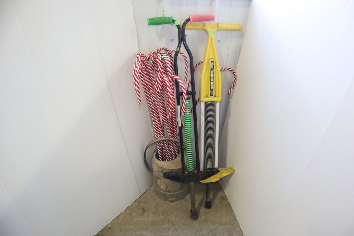 Christmas Decorations and Pogo Sticks