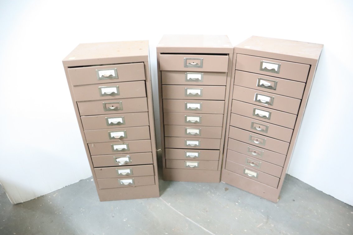 3 Metal Organizing Drawer Cabinets