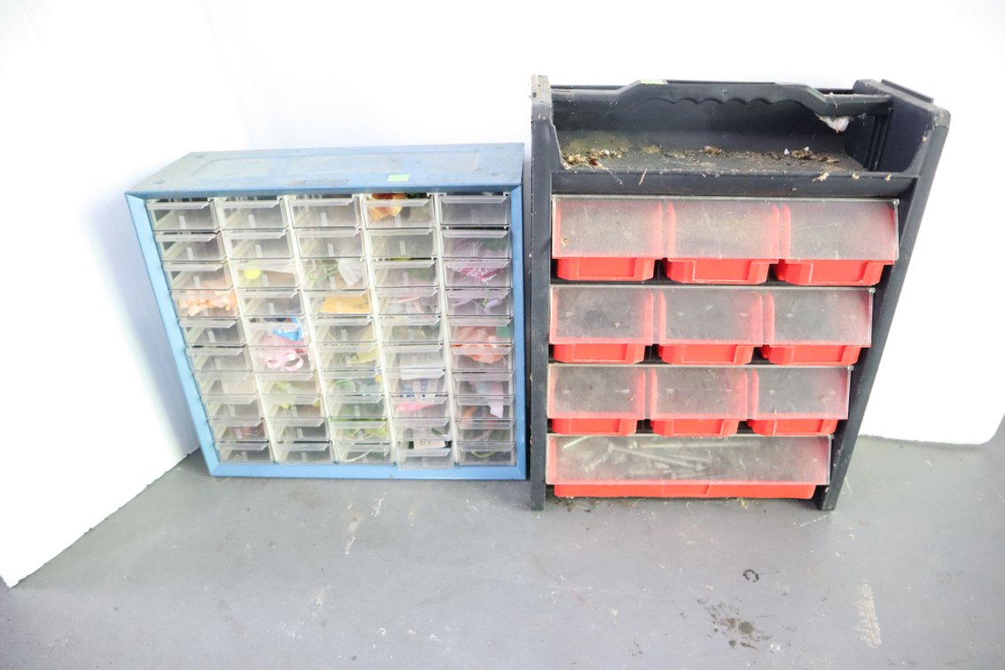 Pair of Shop Organizers With Contents