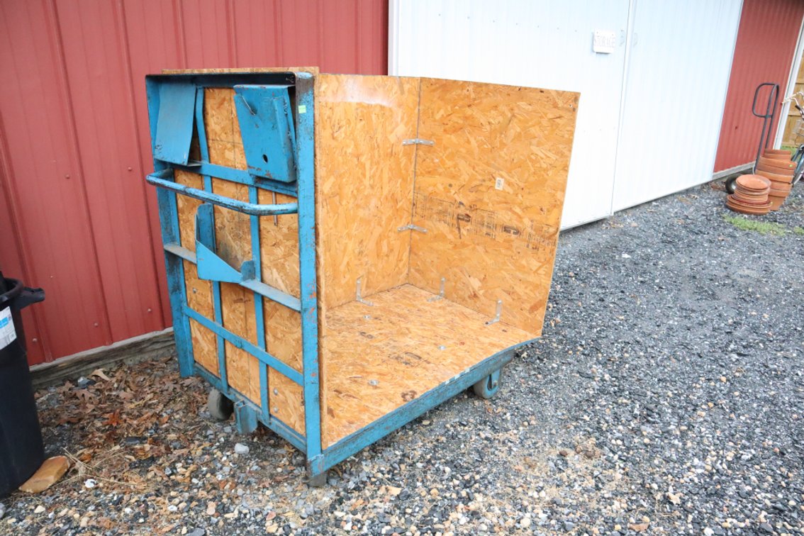 Metal Industrial Cart With Plywood Sides
