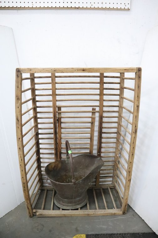 Antique Poultry Crate and Copper Coal Bucket