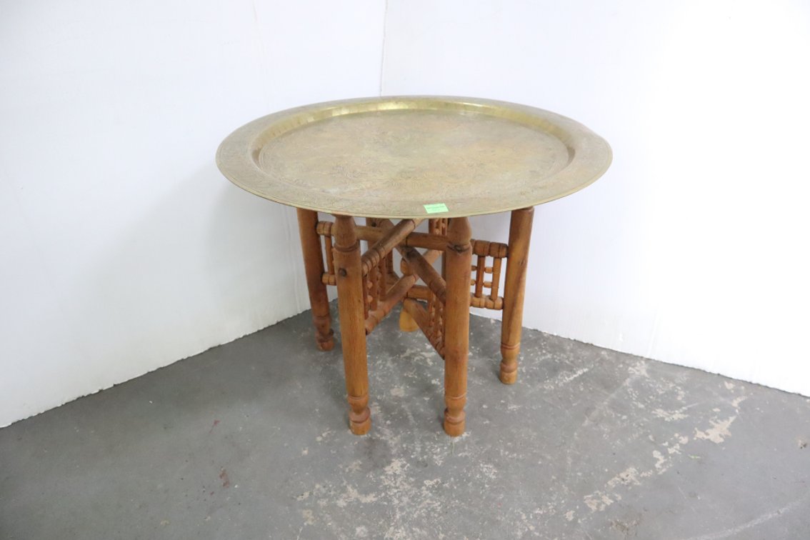 Brass Tray With Wooden Stand