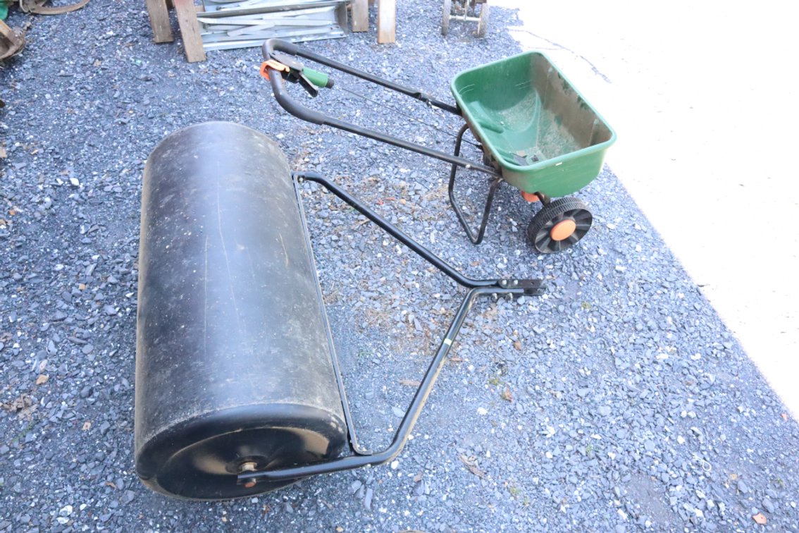 Plastic Lawn Roller and A Broadcast Spreader